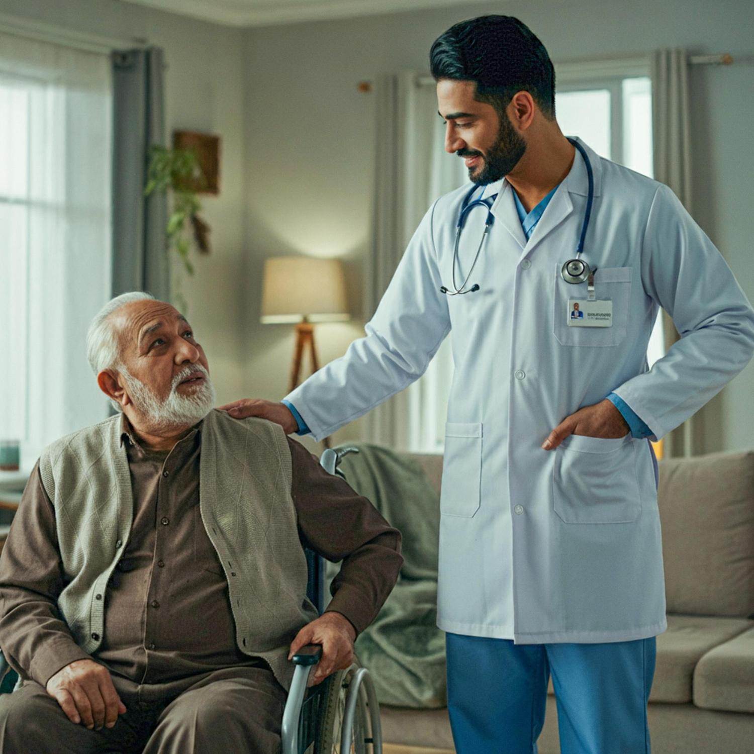 Care team talking to senior